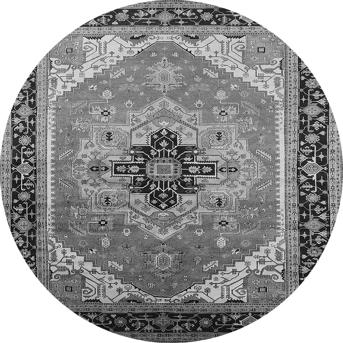 Round Oriental Gray Industrial Rug, urb2038gry
