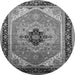 Round Oriental Gray Industrial Rug, urb2038gry