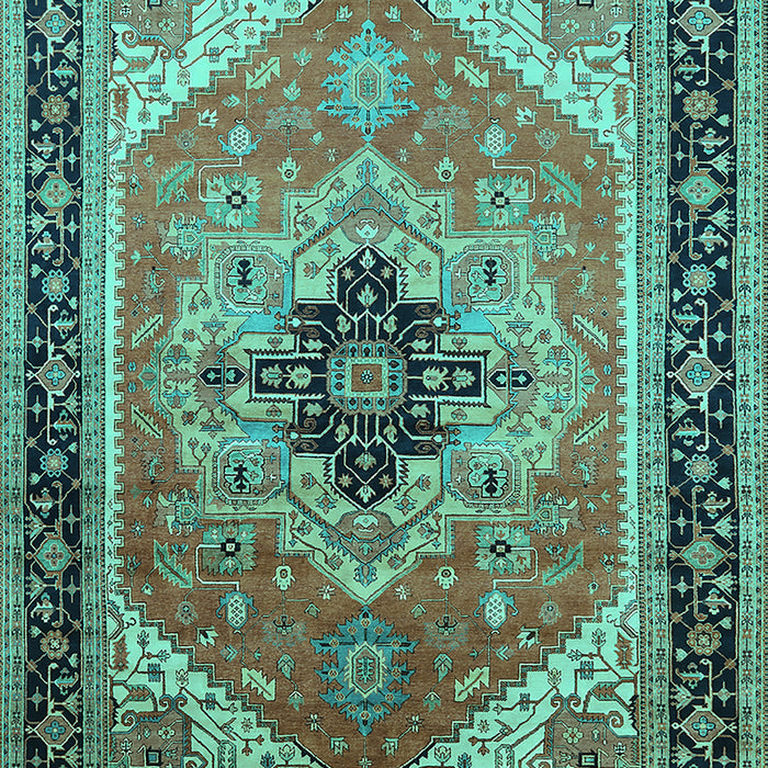 Machine Washable Oriental Turquoise Industrial Area Rugs, wshurb2038turq