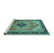 Sideview of Machine Washable Oriental Turquoise Industrial Area Rugs, wshurb2038turq