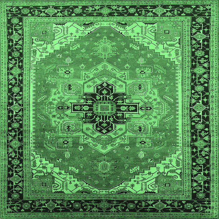 Square Oriental Emerald Green Industrial Rug, urb2038emgrn