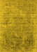Machine Washable Oriental Yellow Industrial Rug, wshurb2039yw