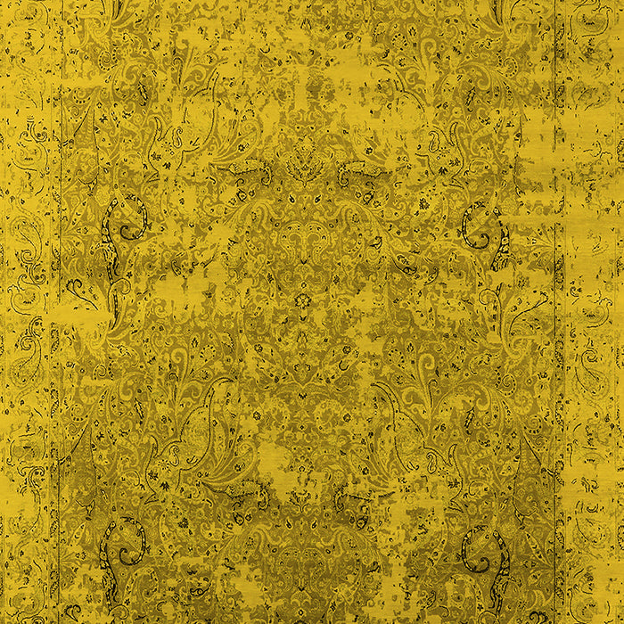 Machine Washable Oriental Yellow Industrial Rug, wshurb2039yw