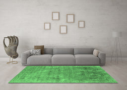 Machine Washable Oriental Emerald Green Industrial Area Rugs in a Living Room,, wshurb2039emgrn