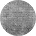 Round Oriental Gray Industrial Rug, urb2039gry