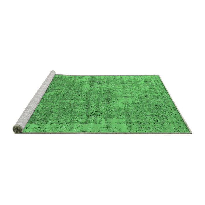 Sideview of Machine Washable Oriental Emerald Green Industrial Area Rugs, wshurb2039emgrn