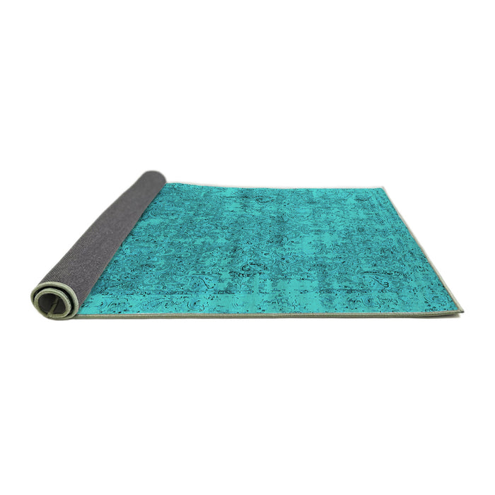 Sideview of Oriental Turquoise Industrial Rug, urb2039turq