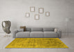 Machine Washable Oriental Yellow Industrial Rug in a Living Room, wshurb2039yw
