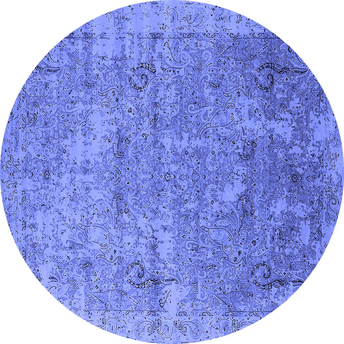 Round Oriental Blue Industrial Rug, urb2039blu