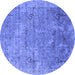 Round Oriental Blue Industrial Rug, urb2039blu