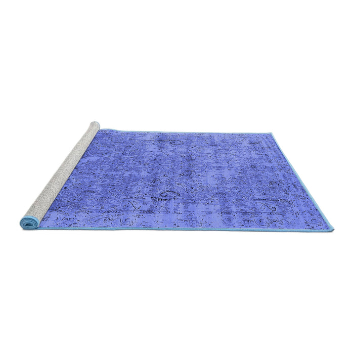 Sideview of Machine Washable Oriental Blue Industrial Rug, wshurb2039blu