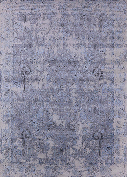 Mid-Century Modern Blue Gray Oriental Rug, urb2039
