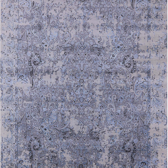 Mid-Century Modern Blue Gray Oriental Rug, urb2039