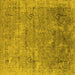 Square Machine Washable Oriental Yellow Industrial Rug, wshurb2039yw