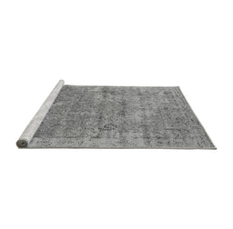 Sideview of Machine Washable Oriental Gray Industrial Rug, wshurb2039gry