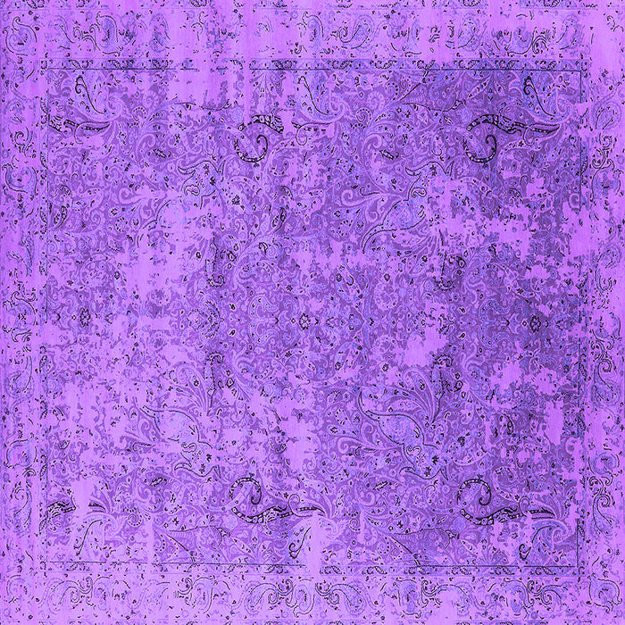 Square Machine Washable Oriental Purple Industrial Area Rugs, wshurb2039pur