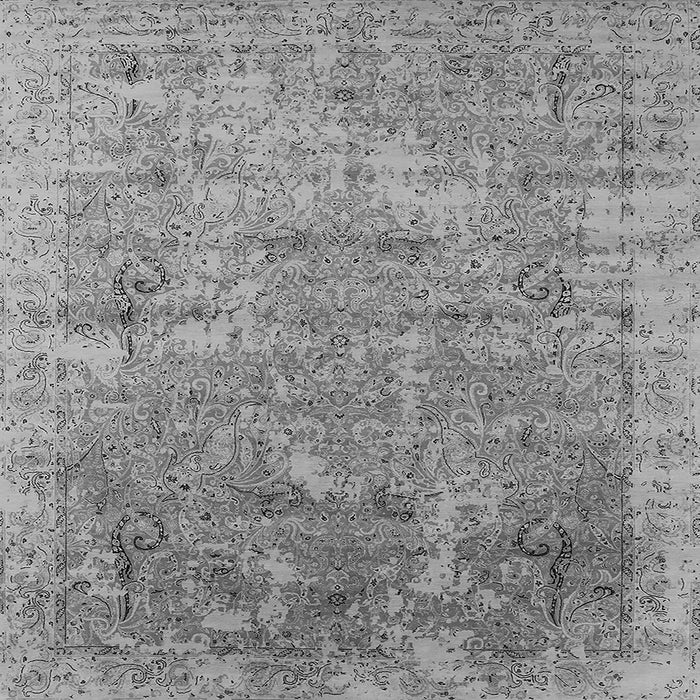 Square Machine Washable Oriental Gray Industrial Rug, wshurb2039gry