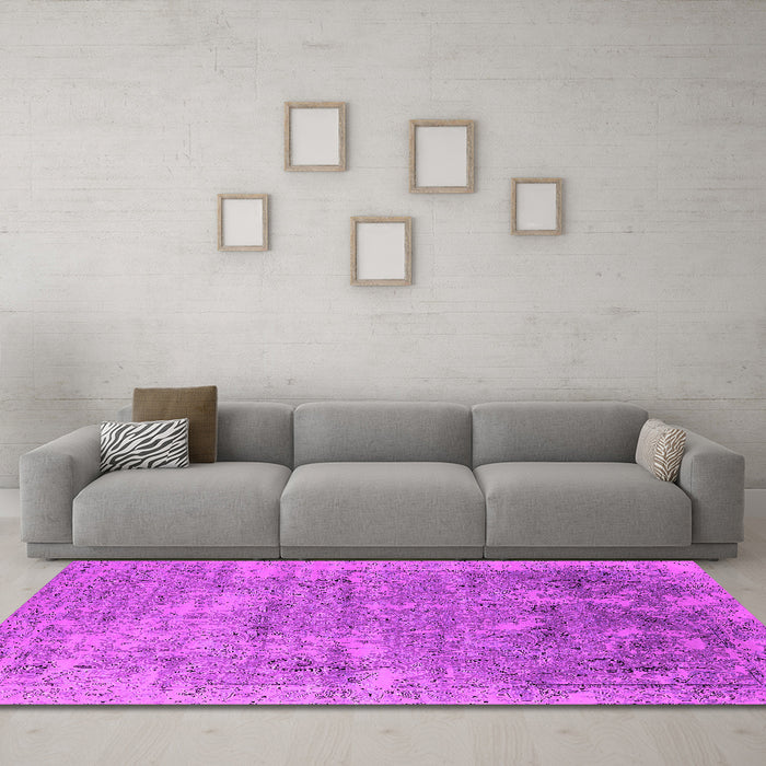 Machine Washable Oriental Pink Industrial Rug in a Living Room, wshurb2039pnk