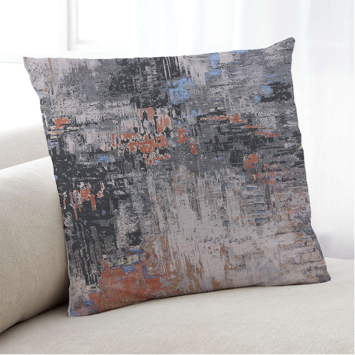 Lifestyle Image of Mid-Century Modern Urban Square Silver Pink Throw Pillow, 18 inch by 18 inch, pwurb2040