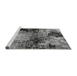 Sideview of Machine Washable Oriental Gray Industrial Rug, wshurb2040gry
