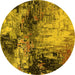 Round Oriental Yellow Industrial Rug, urb2040yw