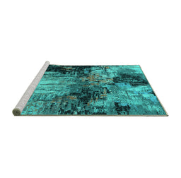 Sideview of Machine Washable Oriental Turquoise Industrial Area Rugs, wshurb2040turq
