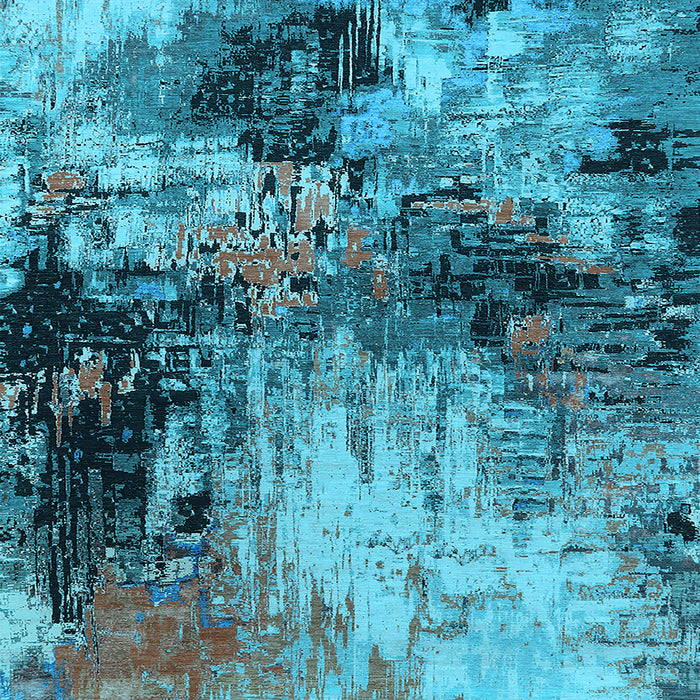 Square Machine Washable Oriental Light Blue Industrial Rug, wshurb2040lblu