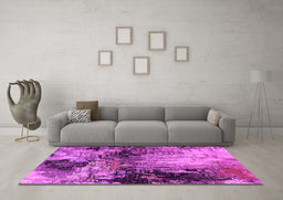 Machine Washable Oriental Pink Industrial Rug in a Living Room, wshurb2040pnk