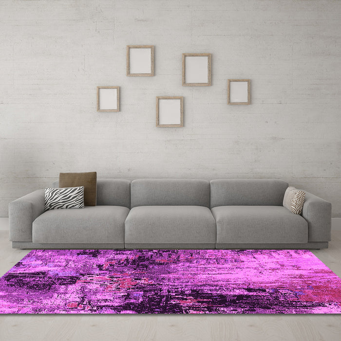 Machine Washable Oriental Pink Industrial Rug in a Living Room, wshurb2040pnk
