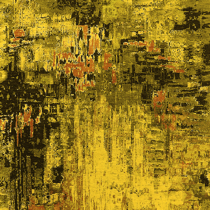 Machine Washable Oriental Yellow Industrial Rug, wshurb2040yw