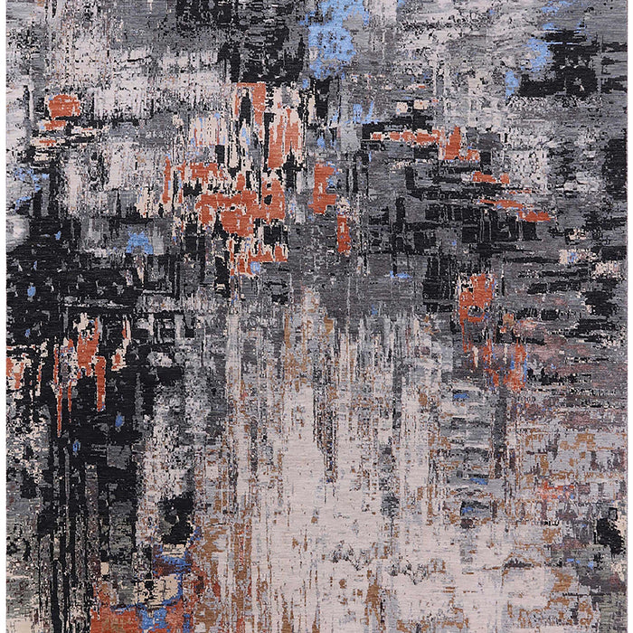 Machine Washable Industrial Modern Silver Pink Rug, wshurb2040