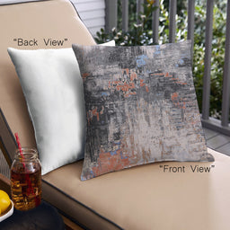 Front View of Mid-Century Modern Urban Square Silver Pink Throw Pillow, 18 inch by 18 inch, pwurb2040