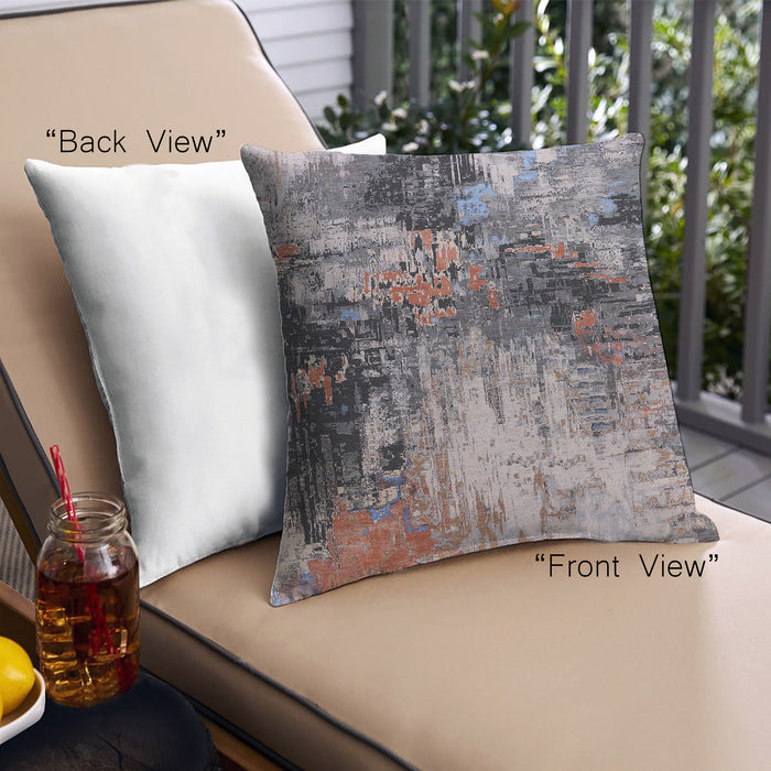 Front View of Mid-Century Modern Urban Square Silver Pink Throw Pillow, 18 inch by 18 inch, pwurb2040