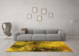 Machine Washable Oriental Yellow Industrial Rug in a Living Room, wshurb2040yw