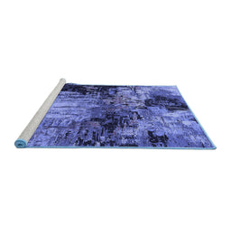 Sideview of Machine Washable Oriental Blue Industrial Rug, wshurb2040blu
