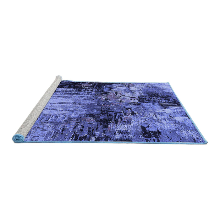 Sideview of Machine Washable Oriental Blue Industrial Rug, wshurb2040blu
