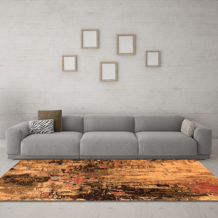Machine Washable Oriental Orange Industrial Area Rugs in a Living Room, wshurb2040org