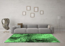 Machine Washable Oriental Emerald Green Industrial Area Rugs in a Living Room,, wshurb2040emgrn