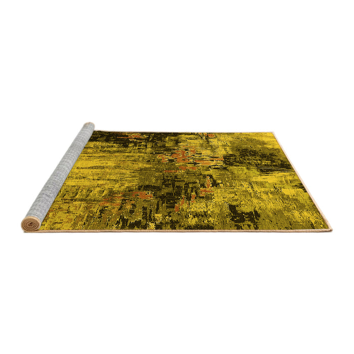 Sideview of Machine Washable Oriental Yellow Industrial Rug, wshurb2040yw