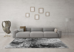 Machine Washable Oriental Gray Industrial Rug in a Living Room,, wshurb2040gry