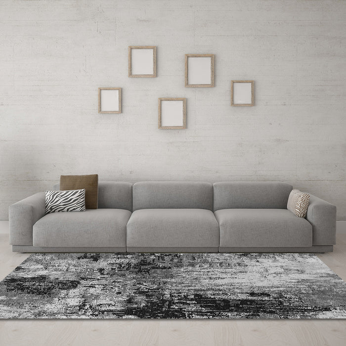 Machine Washable Oriental Gray Industrial Rug in a Living Room,, wshurb2040gry