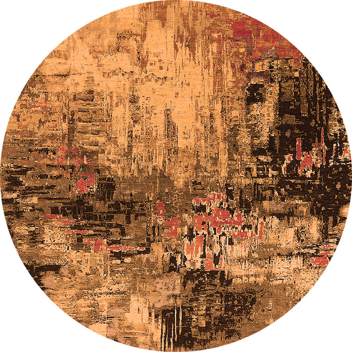 Round Oriental Orange Industrial Rug, urb2040org