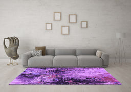 Machine Washable Oriental Purple Industrial Area Rugs in a Living Room, wshurb2040pur