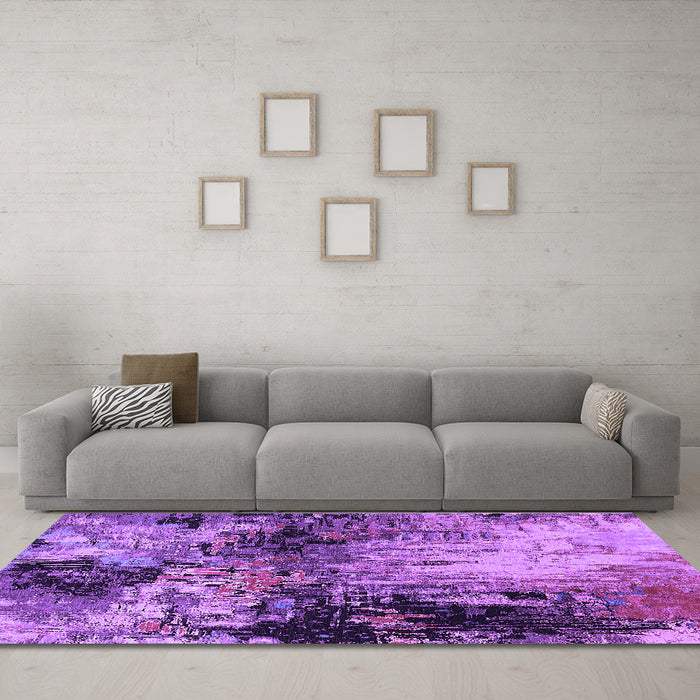Machine Washable Oriental Purple Industrial Area Rugs in a Living Room, wshurb2040pur