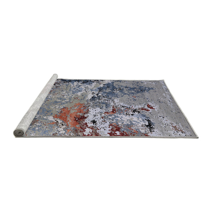 Sideview of Machine Washable Industrial Modern Carbon Gray Rug, wshurb2041