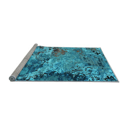 Sideview of Machine Washable Oriental Light Blue Industrial Rug, wshurb2041lblu
