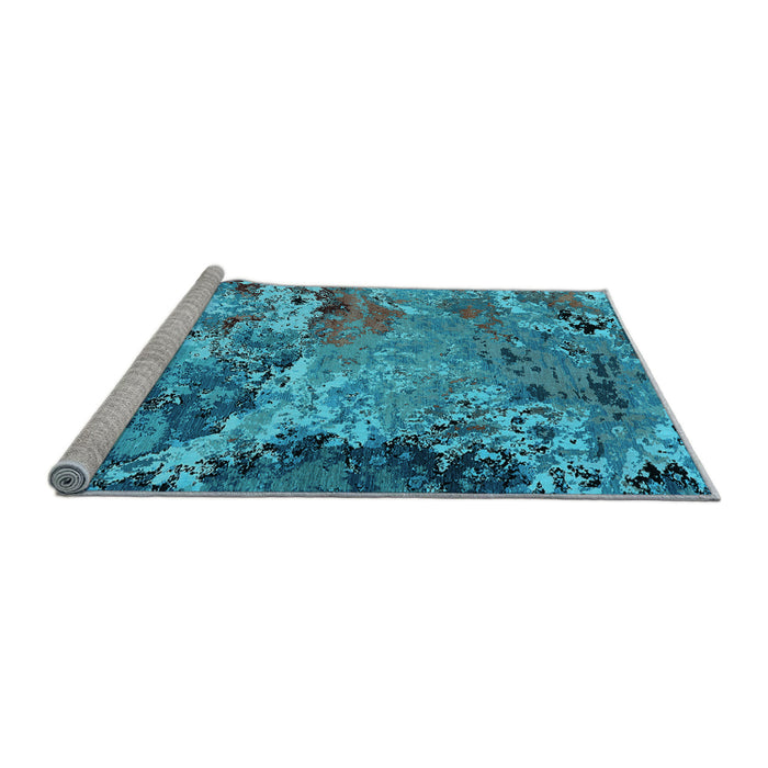 Sideview of Machine Washable Oriental Light Blue Industrial Rug, wshurb2041lblu