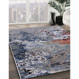 Mid-Century Modern Carbon Gray Oriental Rug in Family Room, urb2041