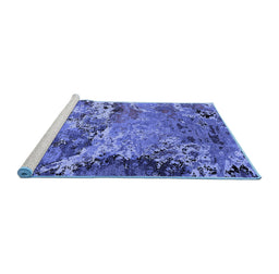 Sideview of Machine Washable Oriental Blue Industrial Rug, wshurb2041blu