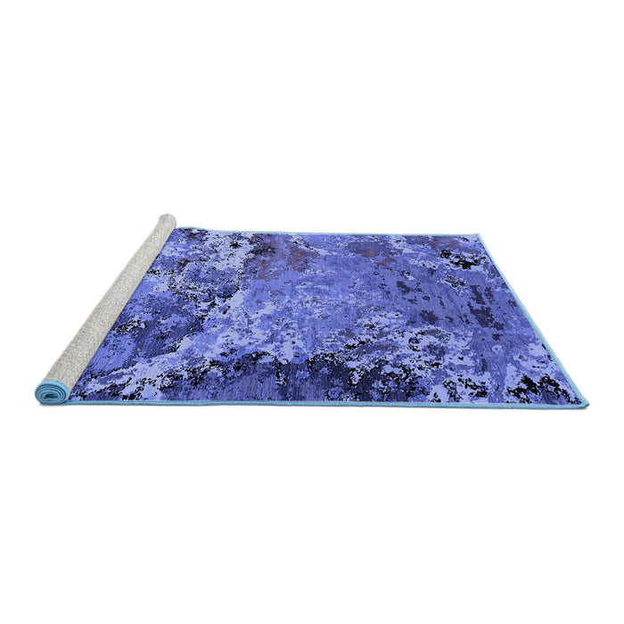 Sideview of Machine Washable Oriental Blue Industrial Rug, wshurb2041blu